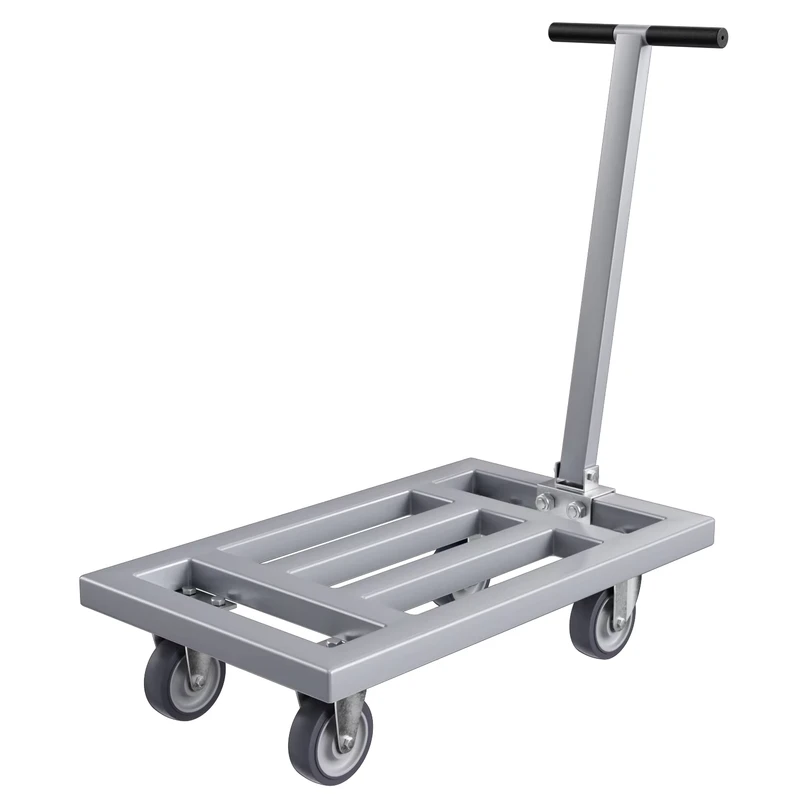 Small Platform Tool Trolley Cart 200kg Load Steel Tube Portable Industrial Shopping Cart 4 Inch Wheels 75x45cm