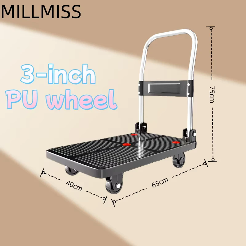 Small Quality Trolley Silence Collapsible Material Carts Tool Trolley Hotel Luggage Trolley Folding Shopping Carts 4 Wheels