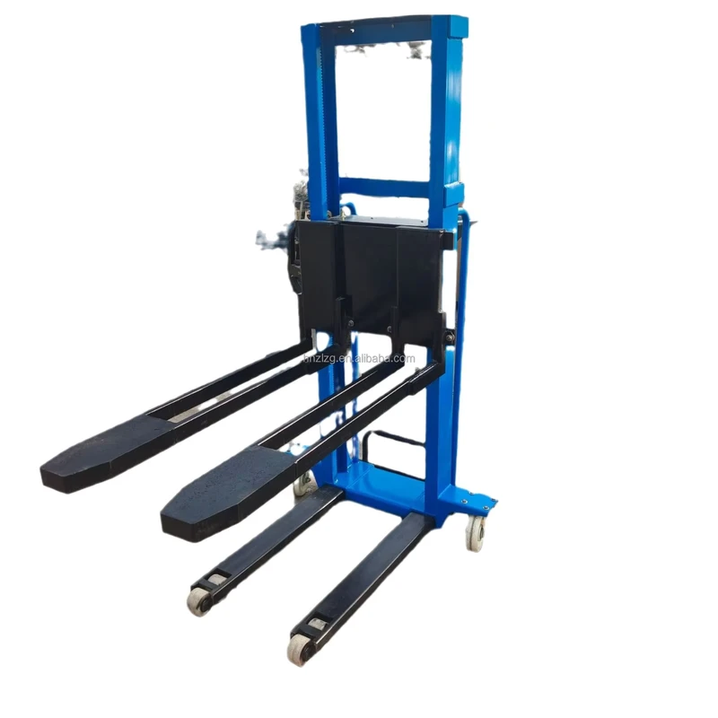 Small Self Load Lifting Stacker Portable Mini Semi Electric Forklift Hand Manual Lifting Two Stage Mast Hydraulic Side Shifter