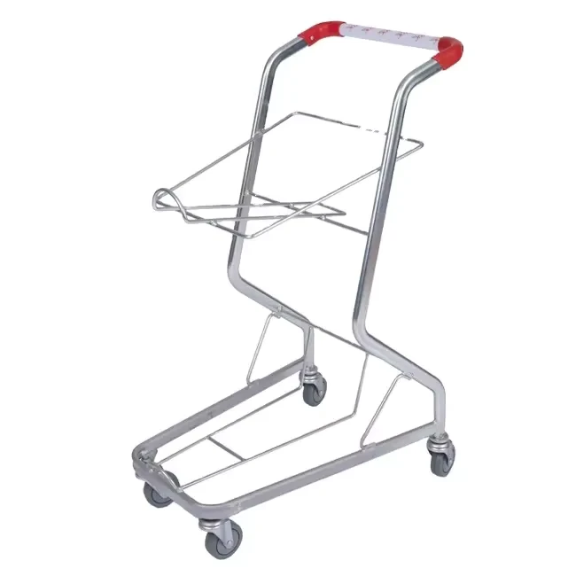 Small Silver Shopping Cart Trolley with 60kg Capacity Anti-rust Unfolding Design for Supermarket Use