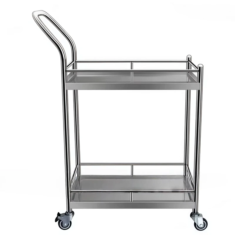 Small Stainless Steel 3 Tier Cart Mini Utility Trolley with Silent Wheels for Laboratory Clinic Hospital