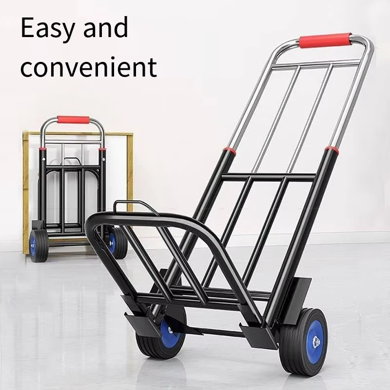 Small Trolley Folding Household Carrying Trailer Shopping Grocery Stall Trolley Light Portable Luggage Pulling Van OEM Collapse