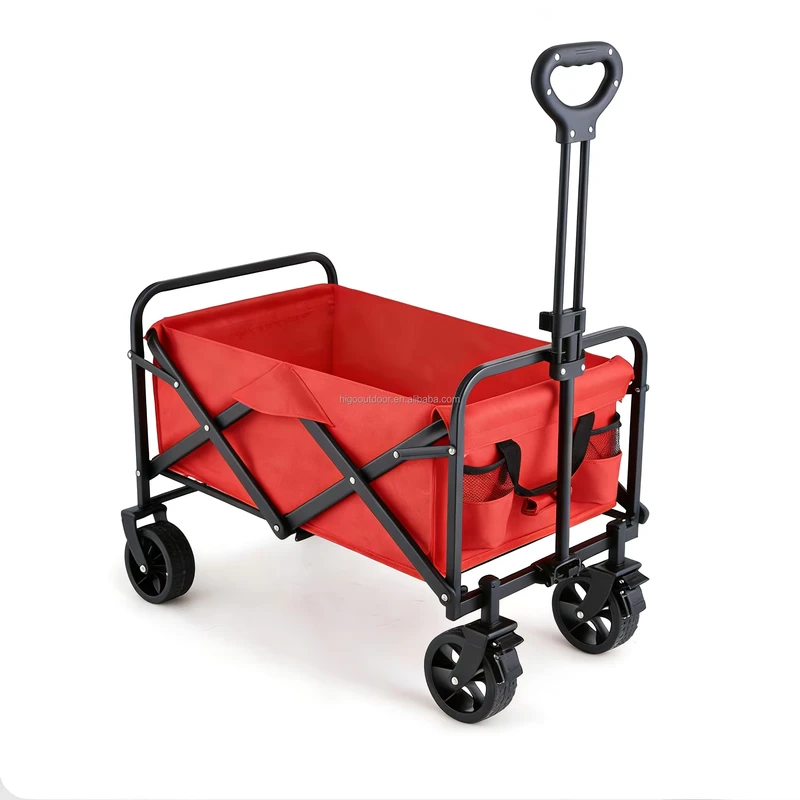 Small Wagon Portable Folding Utility Shopping Cart for Cargo Grocery Sports Garden Camping Park Yard Patio Foldable Terrain