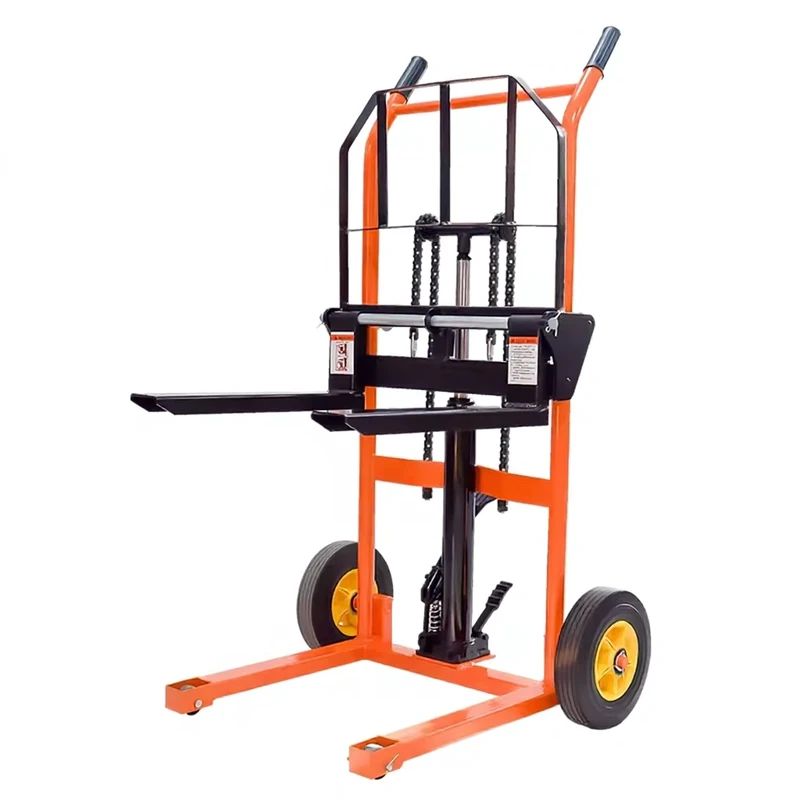 Small Warehouse Manual Hydraulic Car Micro Forklift Light Lifting Platform with 900mm Fork and 1200mm Lift for Tool Handling