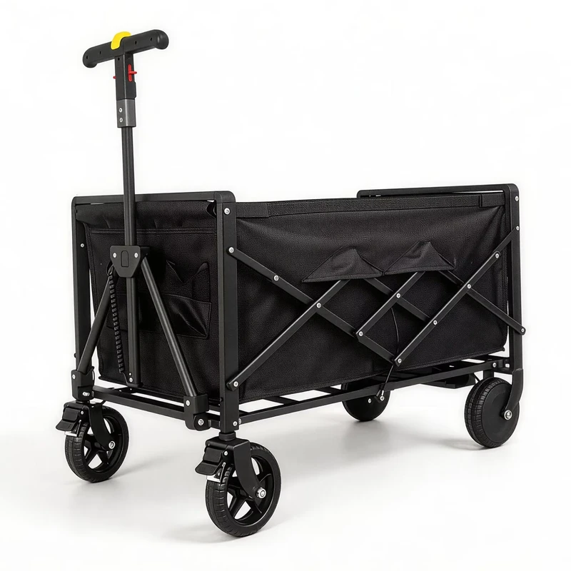 Smart Electric Camping Cart Swivel Wheel Metal Frame Foldable Outdoor Pushcart for Sitting Picnics Street Vending Campsite