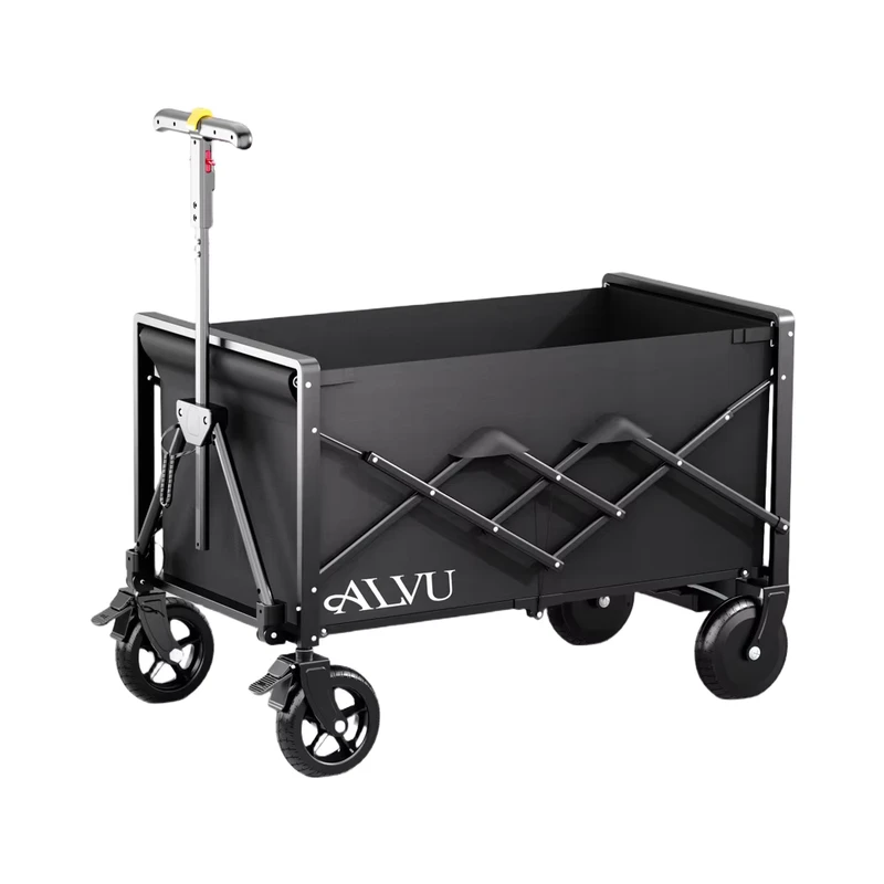 Smart Electric Camping Trailer Swivel Wheels Metal Construction Outdoor Folding Cart Campsite Assist Push and Pull