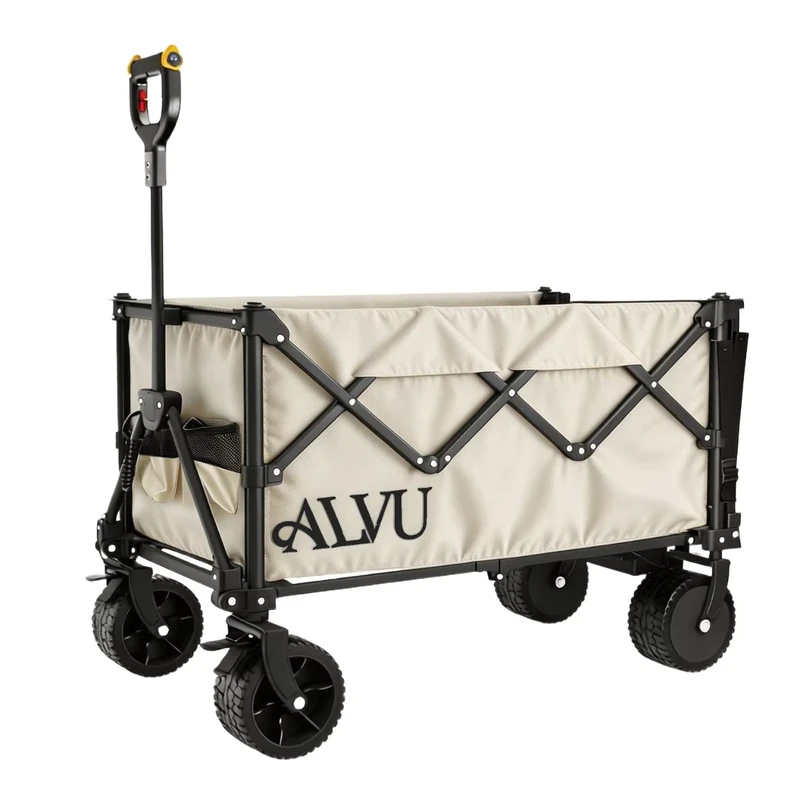 Smart Electric Metal Camping Cart Foldable Rideable Swivel wheel Outdoor Picnic Cargo carrying Trolley