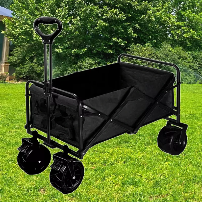 Smooth Rolling Folding Wagon Cart Portable Collapsible Utility Wagon for Beach Sports Camping and Garden Use