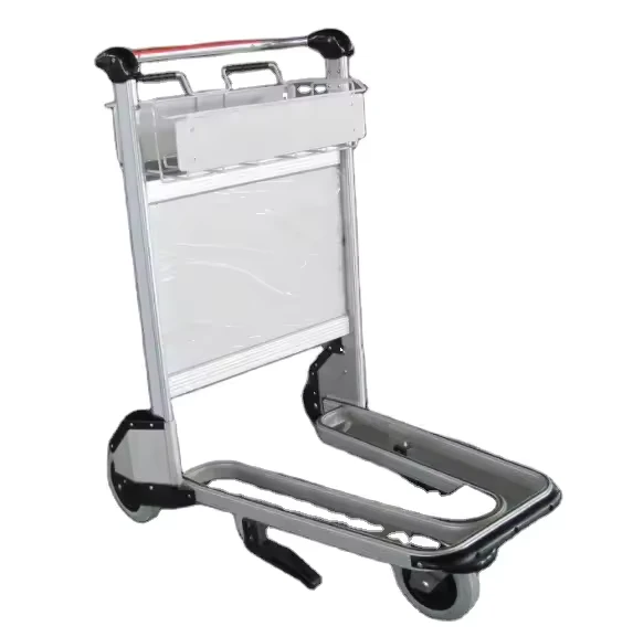Smooth Running Noiseless Aluminum Alloy Luggage Trolley Cart With Hand Brake and Automatic Brake for Airport Use