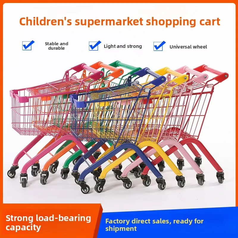 Snack shop supermarket trolley with thickened metal frame painted for durability children’s supermarket shopping cart for ages