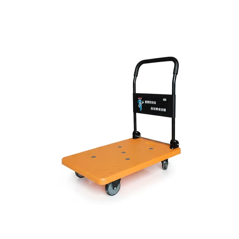 Space Saving Foldable Flat Cart Lightweight Plastic Deck Trolley for Indoor Outdoor Use Easy Carry Utility Dolly