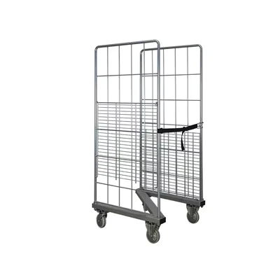 Space Saving Transport Storage Metal Retail 2 Sides Nesting Z Base Roll Cage