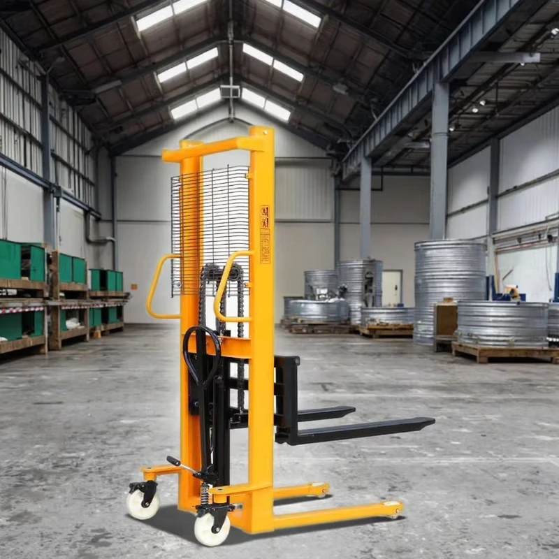Stable 1-2 Ton Manual Stacker 1.6M Lift 85mm Fork Single Stage Mast CE ISO Indoor Warehouse Forklift