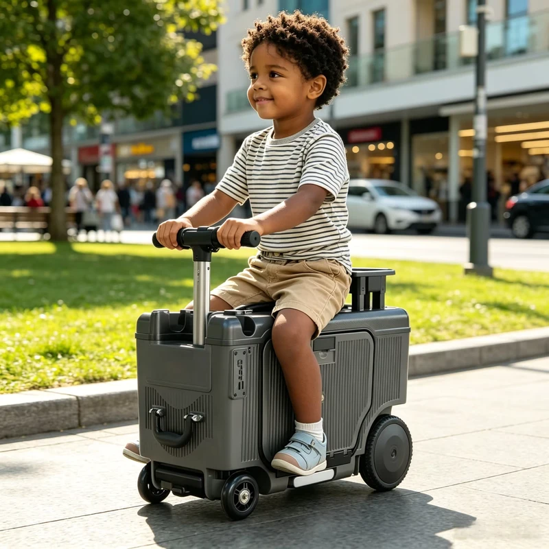 Stable Family Riding Scooter Luggage ABS Oversized Seat 4 Wheel Anti Flip Hand Carry Airport Riding Luggage