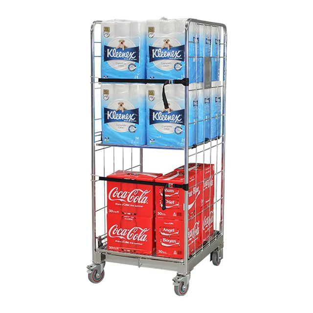 Stable Quality Foldable Portable Nestable Mild Steel Galvanized Wire Mesh Rollcontainers