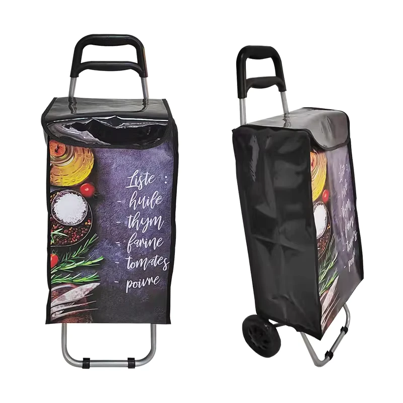 Stable Structure Thickened Leather Shopping Trolley Hand Push Rolling Grocery Cart Multifunctional Household Utility Cart