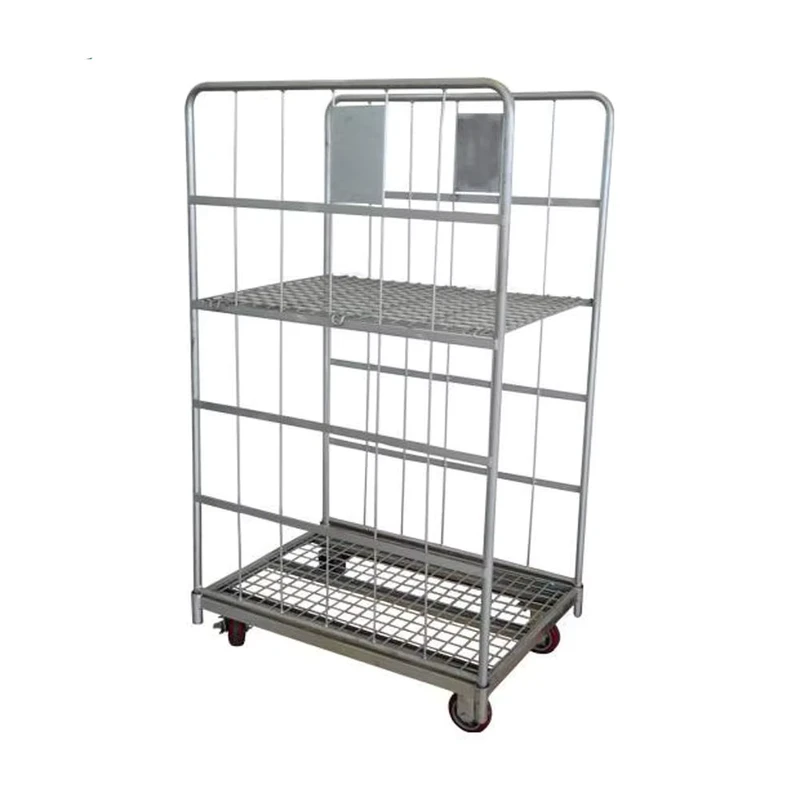 Stacking Trolley Logistics 4 Sided Roll Container Wire Mesh Cage with Wheels Logistic Cart Pallet Cages