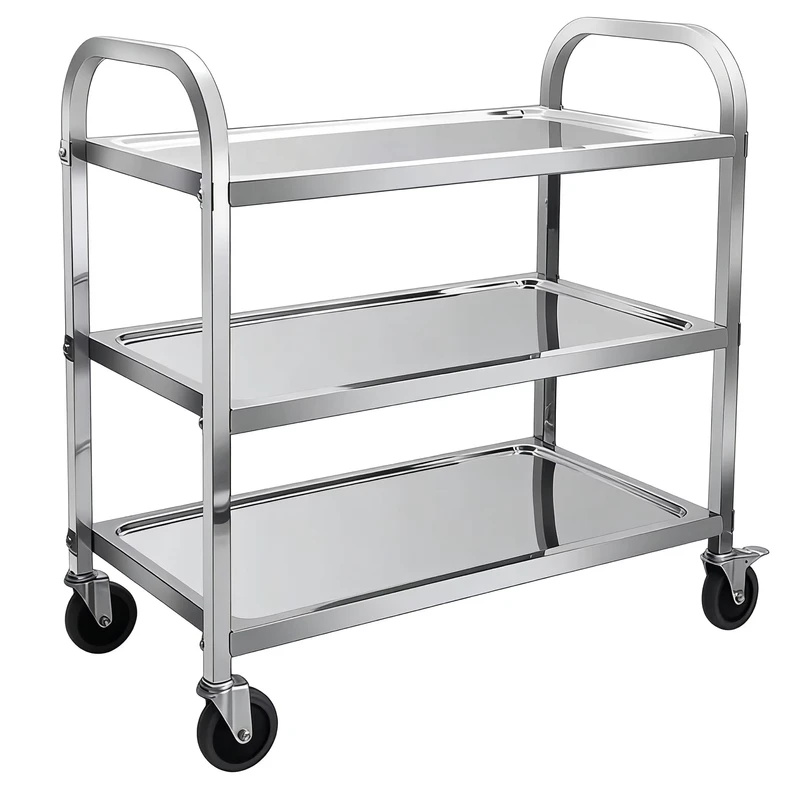 Stainless Steel 3 Tier Kitchen Furniture Trolley Commercial Hotel Restaurant Food Service Cart Stainless Steel Cart