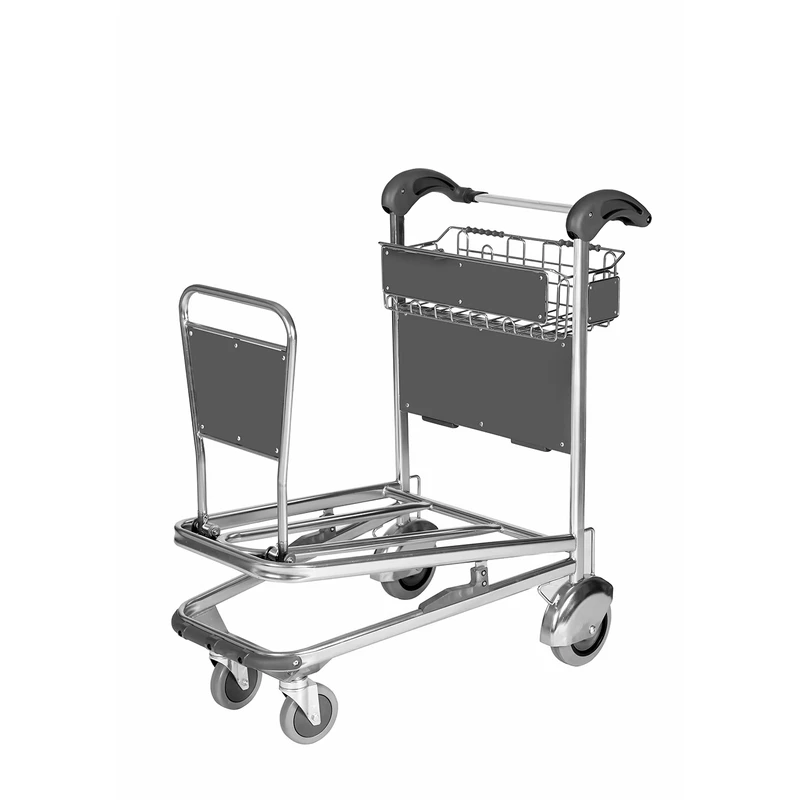 Stainless Steel 4 Wheels Airport Hand Baggage Luggage Trolley Carts with Brake Supplier