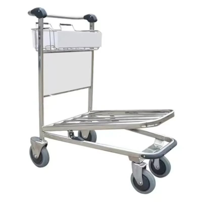 Stainless Steel Airport Luggage Trolley Cart Passenger Baggage Airport Trolley with 4 Wheel and Brake