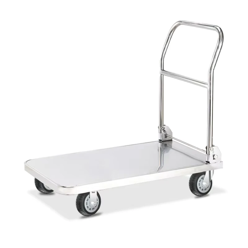 Stainless Steel Airport Luggage Trolley Foldable Lightweight With Wheels for Traveler Baggage Transport Terminal Use