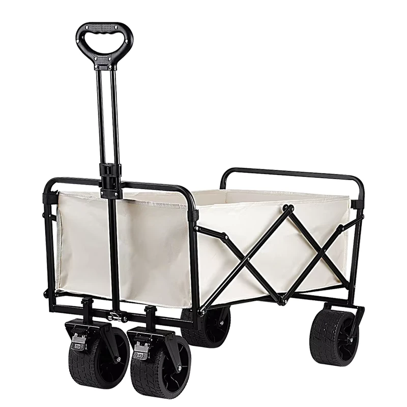 Stainless Steel Beach Wagon Folding Cart Tailgate Heavy Duty Collapsible Storage Outdoor Camping Cart Foldable Wagon Cart