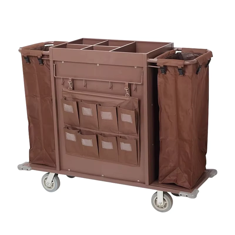 Stainless Steel Cart Hotel Cleaning Service Cart Movable Trolley Housekeeping Maid Cart Trolley