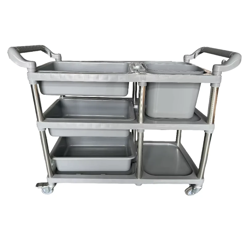 Stainless Steel Cart Plastic Service Trolley for Hotel Serving Trolley Commercial Kitchen Trolley