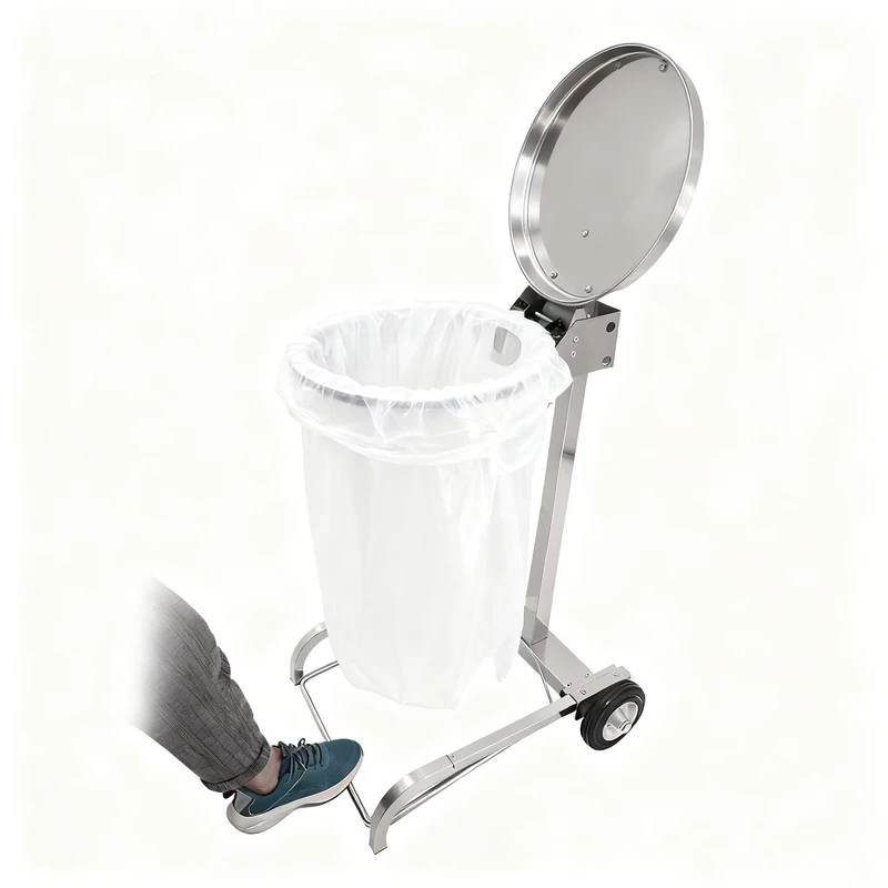 Stainless Steel Cleaning Carts Waste Bag Trolley for Hotels and Restaurants