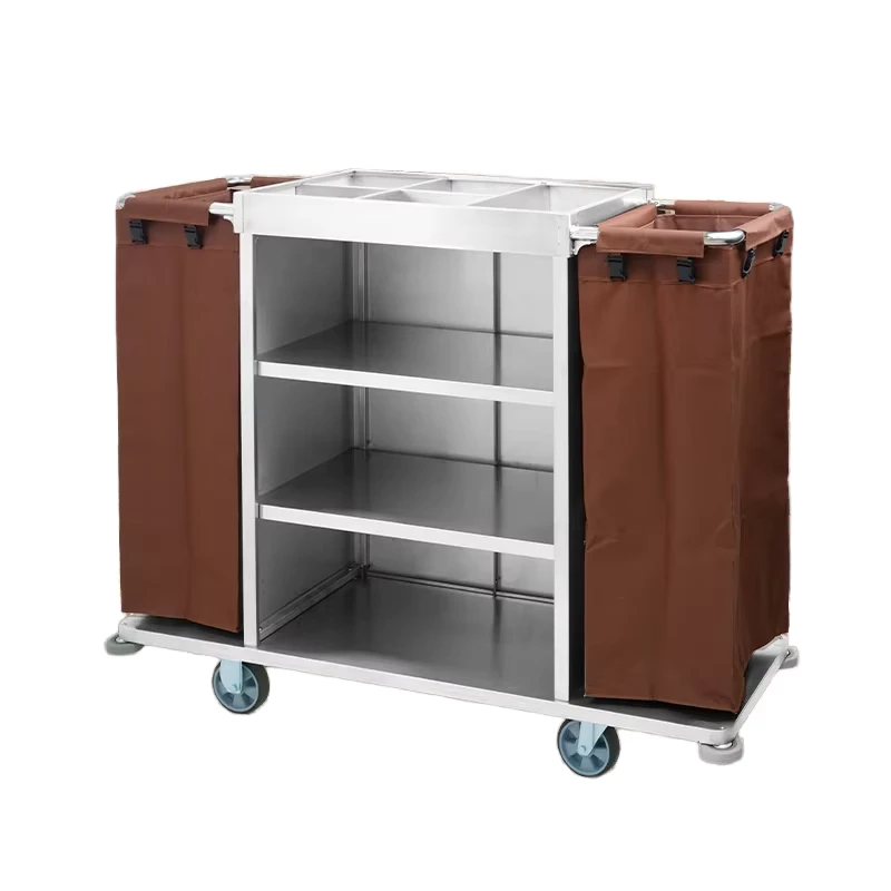 Stainless Steel Cloth Car Trolley Hotel Room Service and Car Cleaning Cart for Hotel Use