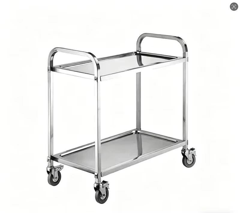 Stainless Steel Delivery Carts Mobile Food Service Carts Kitchen Service Carts with Wheels 2 Tier