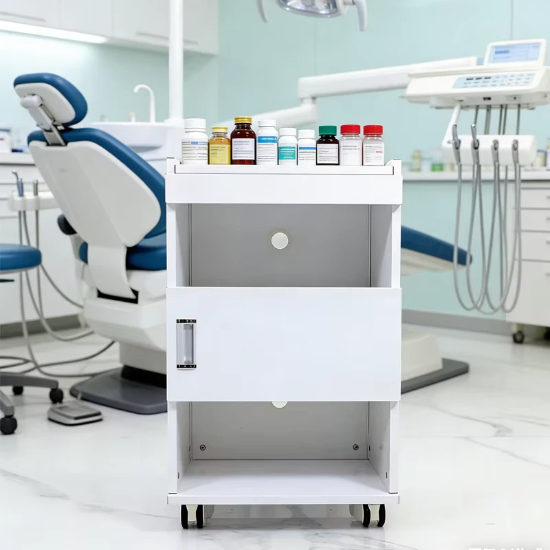 Stainless Steel Dental Cart Manual Operation CE Certified 2 Years Warranty Mobile Trolley for Dental Scaler Equipment