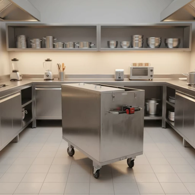 Stainless Steel Electric Four Wheel Trolley with Aluminium Cover Battery Powered Cart for Food Industry