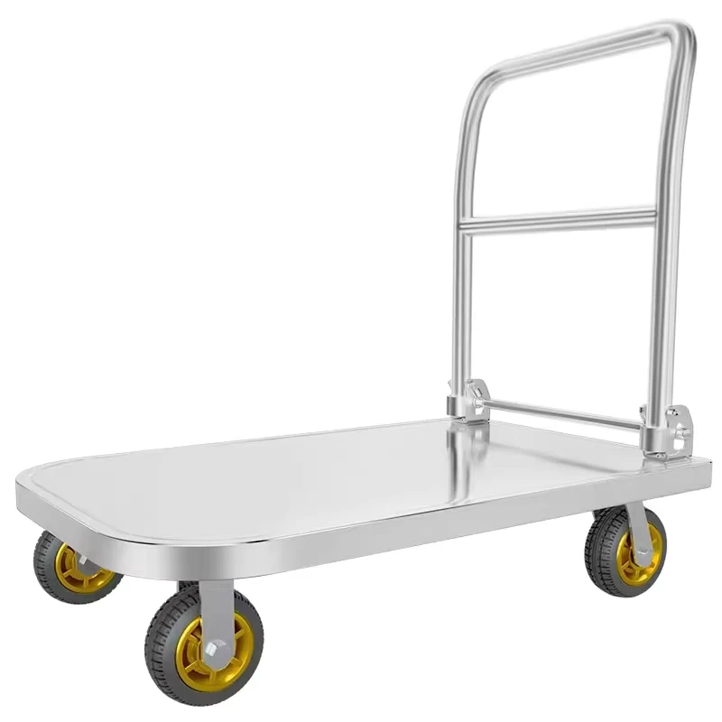Stainless Steel Foldable Platform Trolley Market Cart Hand Cart for Hotel Restaurant Supplies