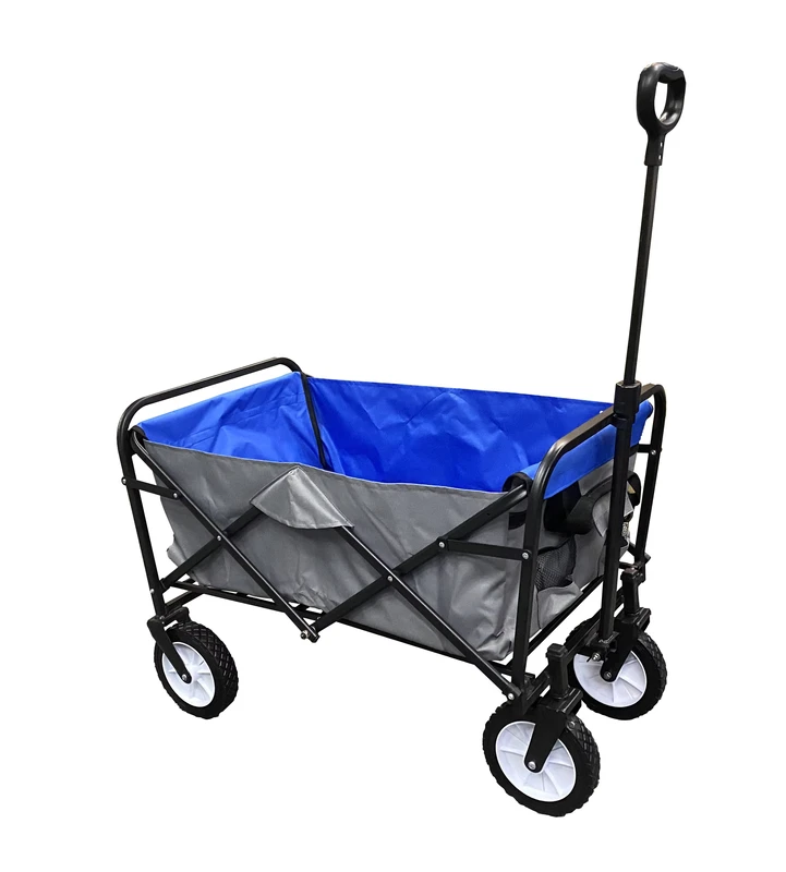 Stainless Steel Folding Camping Cart Outdoor Handcart with Storage Basket Convenient Shopping Wagon