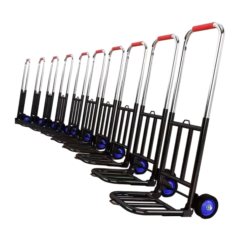 Stainless Steel Folding Portable Trolley Shopping Grocery Stall Trolley Light Portable Luggage Climbing Stair Transport Cart