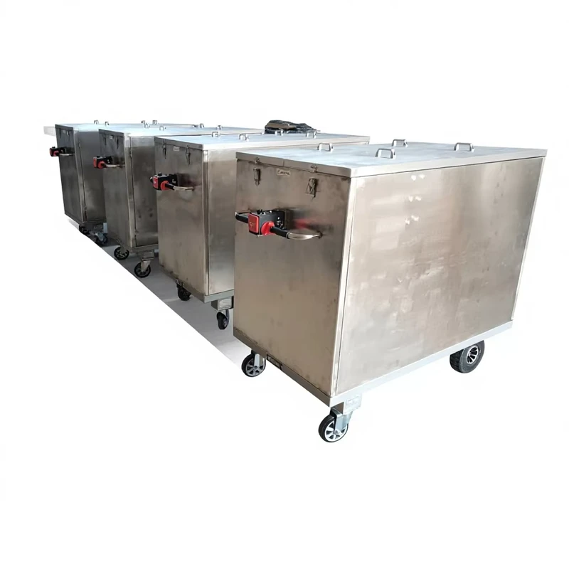 Stainless Steel Four Wheel Electric Trolley with Aluminium Cover Platform Structure 400W Motor Battery Powered OEM Cart