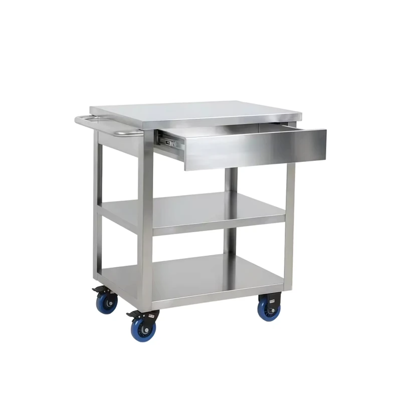 Stainless Steel Hand Trolley with Drawers and Storage Cabinet Laboratory Medical and Industrial Cleanrooms