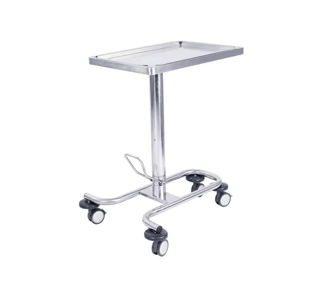 Stainless Steel Height adjustable Instrument Trolley Overbed Table for Dining Hydraulic Mayo Table