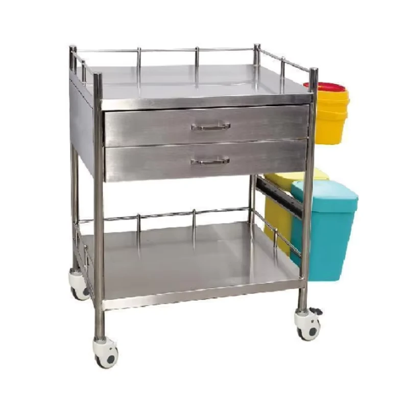 Stainless Steel Hospital Nursing Cart Emergency Trolley With Lockable Drawers