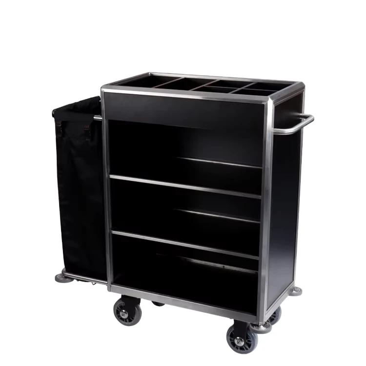 Stainless Steel Hotel Housekeeping Cleaning Service Trolley Cart