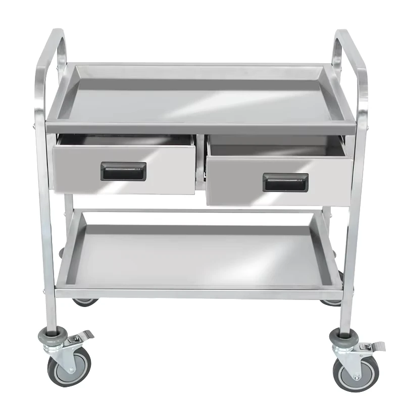 Stainless Steel Medical Supply Cart with Multiple Shelves and Drawers for Hospital Use Easy to Clean
