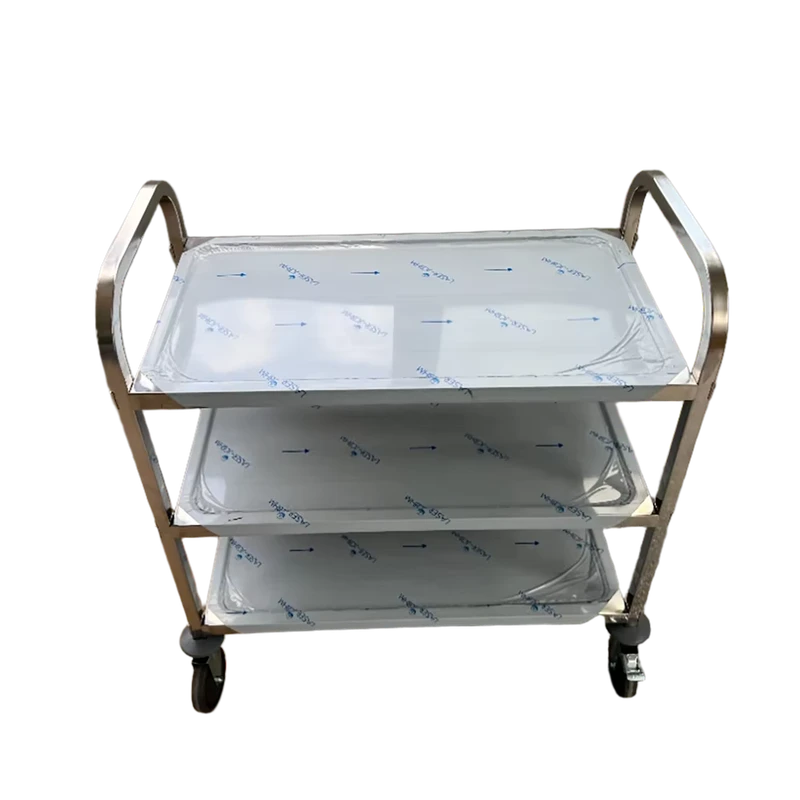 Stainless Steel Medium Size Utility Cart with 4” Castors Food Cart Medical Service Trolley