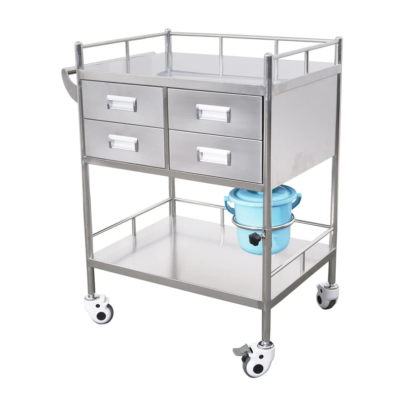 Stainless Steel Movable Hospital Treatment Furniture Trolley Oxygen Cylinder ECG Trolley