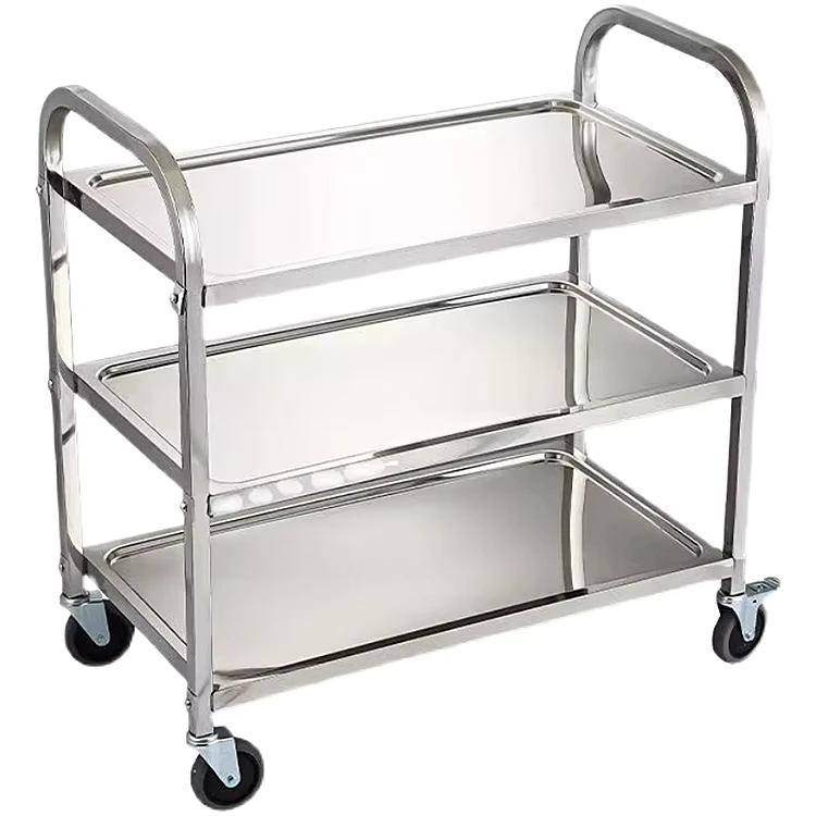 Stainless Steel Rack Kitchen Trolley Restaurant Food Service Cleansing Cart