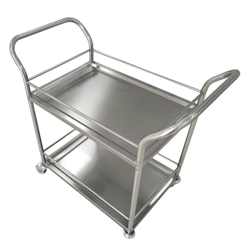 Stainless Steel Reliable Factory 2 Layer Restaurant Hotel Airport Utility Service Cart Trolley 700x500x850mm