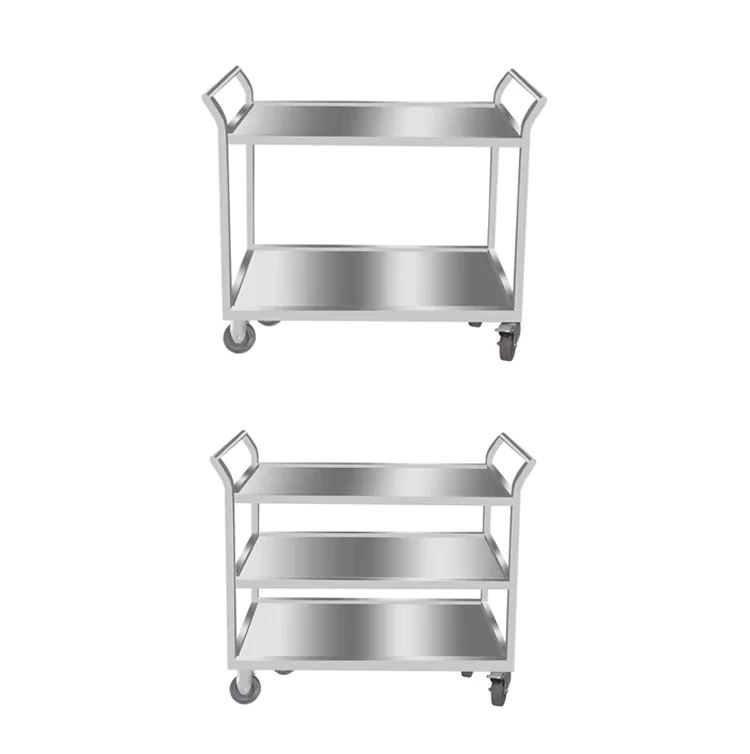 Stainless Steel Reliable Factory 2 or 3 Layer Restaurant Hotel Airport Utility Stainless Steel Service Cart Trolley