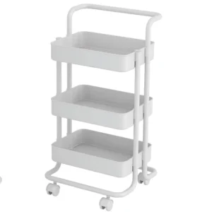 Stainless Steel Rolling Beauty Studio Cart Hand Foldable Trolley with Wheels for Hair Salon & Home Use