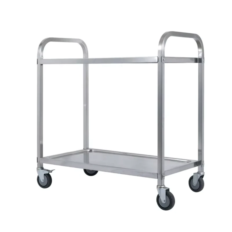 Stainless Steel SS201 Restaurant Cart 2 Tier Hot Food Serving Trolley Kitchen Work Table Cart