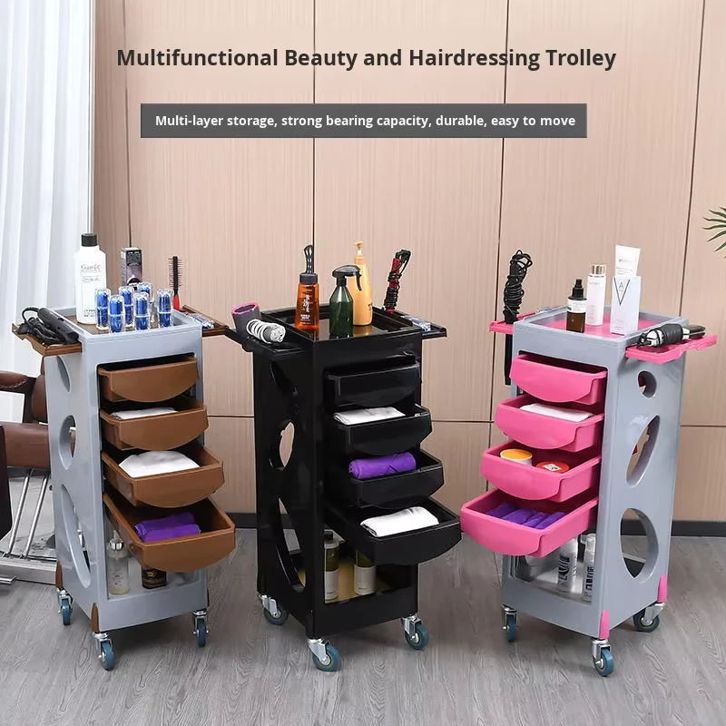 Stainless Steel Salon Trolley Cart for Beauty & Hair Salons Bar Movable Multi Purpose Storage with Multi Layer Drawers